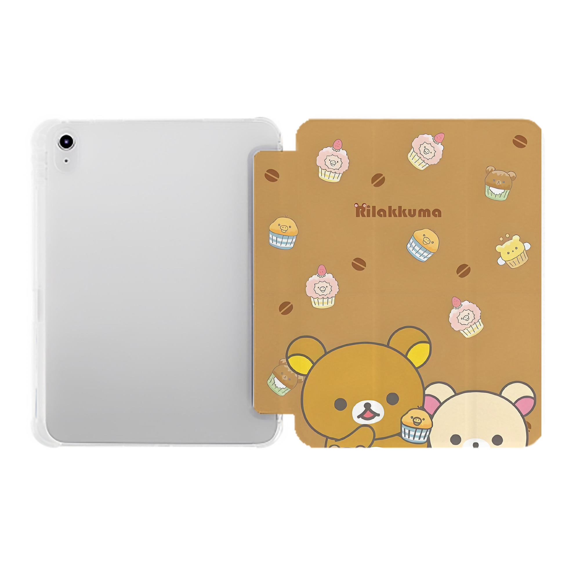 （画像用） リラックマ リラックマ キイロイトリ Rilakkuma Korilakkuma Kiiroitori IPad ケース ペン収納付き 三つ折りスタンド PUレザー×シリコン 対応機種9.5/10.5/10.9インチ
